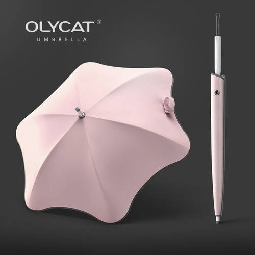 OLYCAT 신상 신형 신모델 분위기 여신 패션 트렌드 단품 심플 독창적인 아이디어 상품 긴 손잡이 장우산 손잡이 꽃 모양 태양 보호 우산 양산 여성용