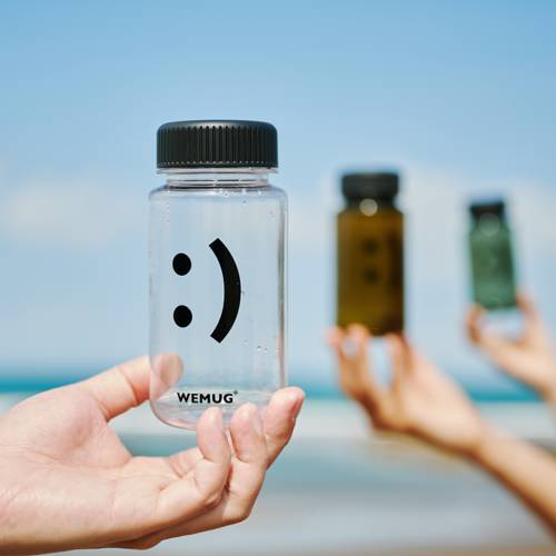 WEMUG 스마일리 컵 mini 선물용 텀블러 머그컵 물컵 남여공용 휴대용 개성있는 플라스틱 Tritan350ml 휴대용 텀블러 머그컵