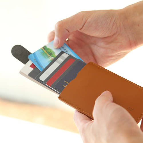 DAX 풀 아웃 진피가죽 카드 케이스 독창적인 아이디어 상품 개성있는 미니 컴팩트 초박형 짧은 쇼트 멀티 카드 슬롯 잔돈 카드홀더 남여공용