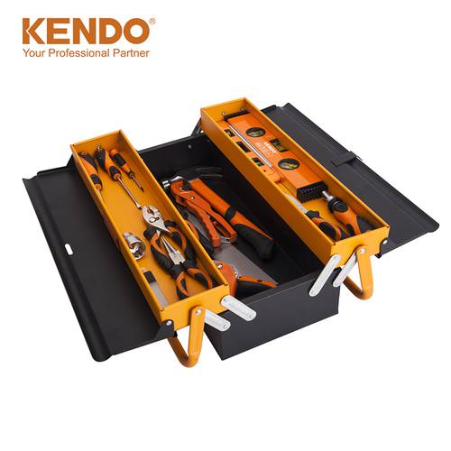 kendo 접이식 철제 철물 메탈 공구함 툴박스 휴대용 가정용 자동차로 다기능 수리 3단 수납케이스 공기