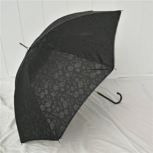 일본풍 XIAOHEISAN 플로럴 패턴 상큼한 뜨거운 꽃 웨이브 측면 양산 긴 손잡이 장우산 손잡이 일자 손잡이 여성용 공주 우산 양 샤오 우산