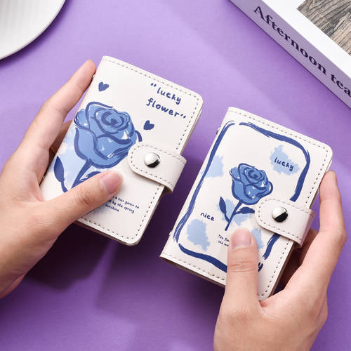 클라인 블루 장미 카드 케이스 여아 군중 개성있는 대용량 멀티 카드 슬롯 초박형 컴팩트 인식 잘되는 잘 읽히는 신분증 홀더 커버