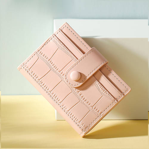 한국 상큼한 짧은 쇼트 여성용 카드 패키지 컴팩트 벽돌 무늬 버클 신분증 신용 카드 마운트 올매치 패션유행