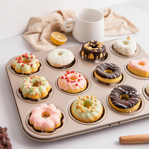 도넛 모형 12 심지어 굽다 모형 4 패턴 무늬 골드 디저트 과자 패스트리 쿠키 모형 케이크 모형