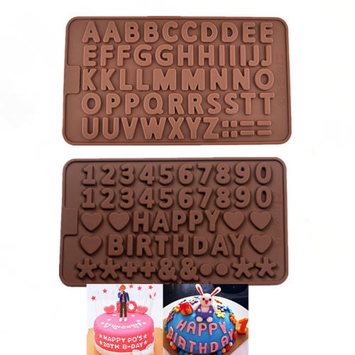 베이킹 초콜릿 몰드 26 알파벳 숫자 초콜릿 실리콘 틀 퐁당 도구 곰팡이 케이크 건식 분쇄 와