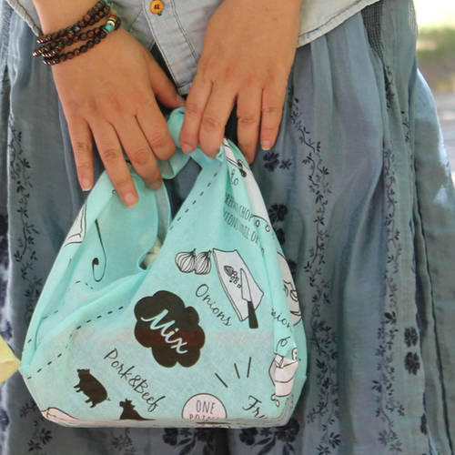 시즌 시프트 순면 천 일본 심플 부담 가죽 에코백 보자기 편리한 파우치 점심 도시락 캔버스천가방