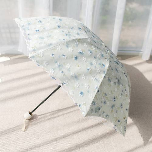 이중 자외선 차단 썬블록 자외선 차단 상큼한 여신 레이스 비 우산 접기 우산 양산 모두사용가능 블랙 플라스틱 양산 양산