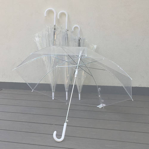 투명한 비 우산 여성용 상큼한 장우산 광고용 우산 주문제작 logo 장우산 diy 핸드페인팅 범퍼 두꺼운 투명 우산