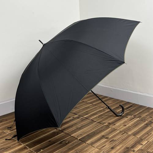 130CM！ 밖 일본 대형 신사용 블랙 컬러 MUJI 그리드 길이 핸들 자동 남녀공용 범용 바람막이 우산 S