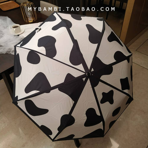 수입 일본 전자동 COW 얼룩 3단접이식 우산 양산 모두사용가능 우산 블랙 플라스틱 양산 양산 자외선 차단