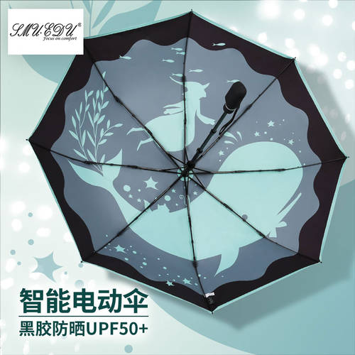 SMUEDU 독일 수공예 기계 전자동 우산 여성 비 또는 빛 하이엔드 프린세스 스타일 접이식 우산 태풍을 견디는