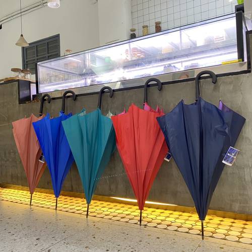 일본풍 상큼한 마카롱 단색 심플 자동 긴 손잡이 장우산 손잡이 컬러젤 우산 양산 모두사용가능 섬유 바람막이 레트로 우산
