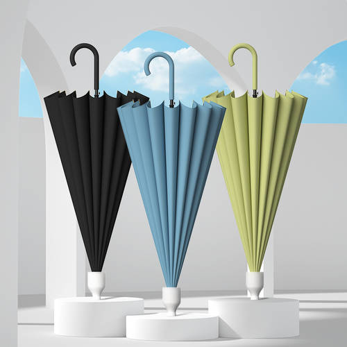 16 개 뼈대 자동 비 우산 큰 플러스 고치다 두꺼운 굵은 스트롱 바람저항 바람에 강한 2인용 장우산 여성 비 또는 빛 주문제작 logo