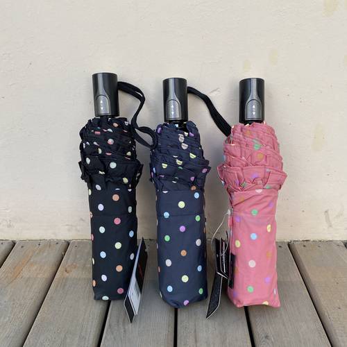한국 ungar0 독창적인 아이디어 상품 컬러 도트무늬 큰 꽃 측면 전자동 접이식 우산 가벼운 가지고 다닐 수 있는 개성있는 바람막이 우산