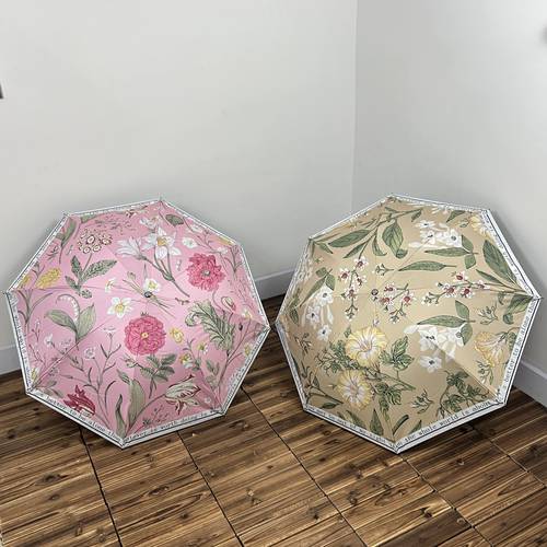 프렌치 로맨틱 레트로  플라워 비닐 3단접이식 수동 우산 양산 모두사용가능 바람막이 자외선 차단 썬블록 어덜트 어른용 양산 파라솔 여성용