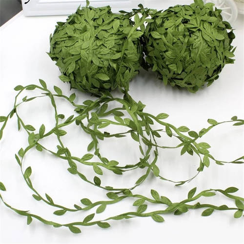 10yards Silk Leaf-Shaped Handmake Artificial Green Leaves