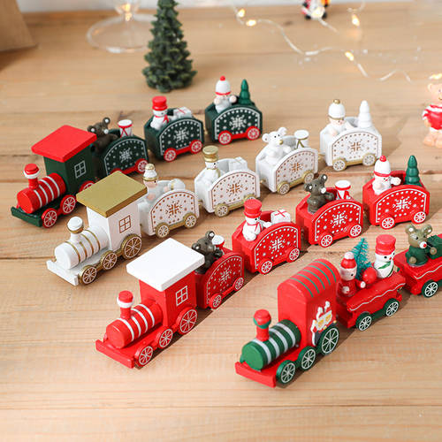 강헹 크리스마스 장식품 24cm 목재 예티 작은 기차 탁상용 쇼윈도 진열창 장식품 배치 장식 선물용