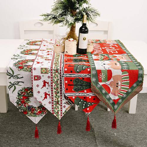 Knitt Cloth Christma Table Runner Merry Christmas