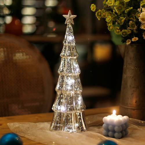 크리스마스 트리 조명 유리 장식 진자 개 거실 가정용 기념일 테이블 표면 장식품 분위기 감성 배치 분위기 소형 야간조명