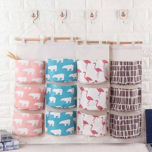2419 Home cotton and linen storage hanging bag hanging multi