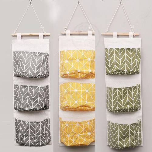 `Household cotton and linen waterproof storage hanging bag h