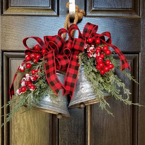 2PCS Christmas Large Vintage Style Galvanized Hanging Bell H