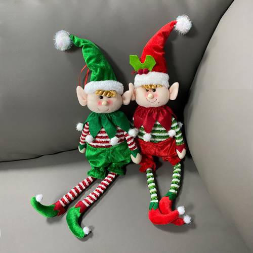 Big Size Red Green Christmas Plush Leg Elf Doll Ornaments Bo