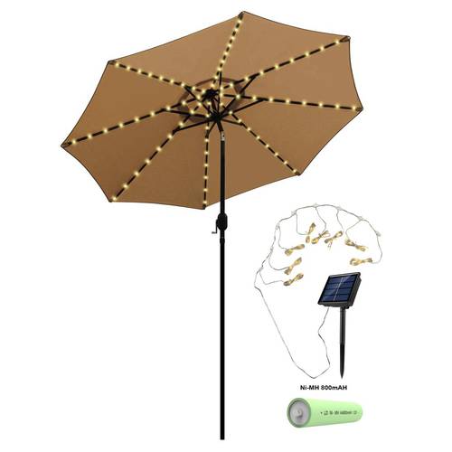 아마존 신제품 가정 외부 방수 태양 에너지 태양열 우산 LED스트립 화원 잔디 양산 파라솔 LED 스트립 라이트 104 일루미네이션 모래