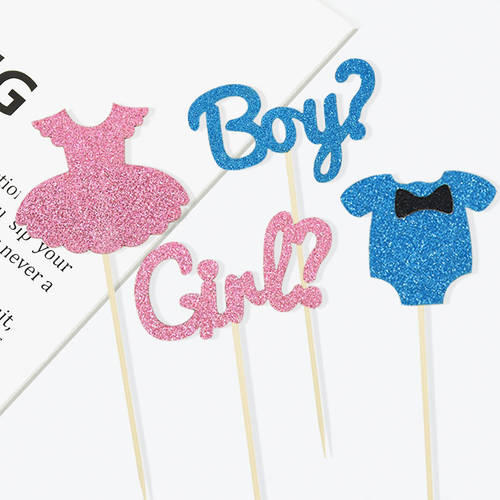 Boy Or Girl Cake Topper Paper Cake Flags For Gender Reveal P
