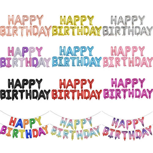 13Pcs Happy Birthday Balloons Foil Letter Balloon Birthday P