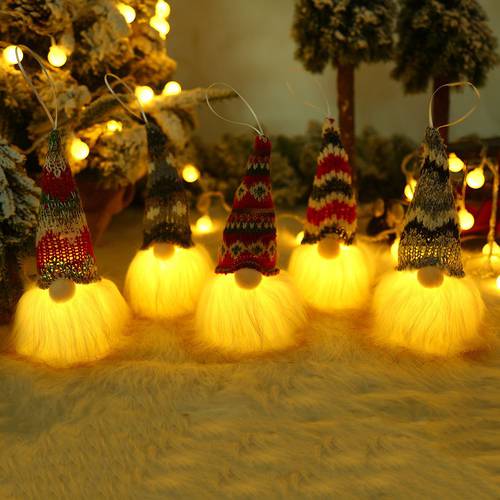 Christmas decoration with light Rudolph doll white beard fac