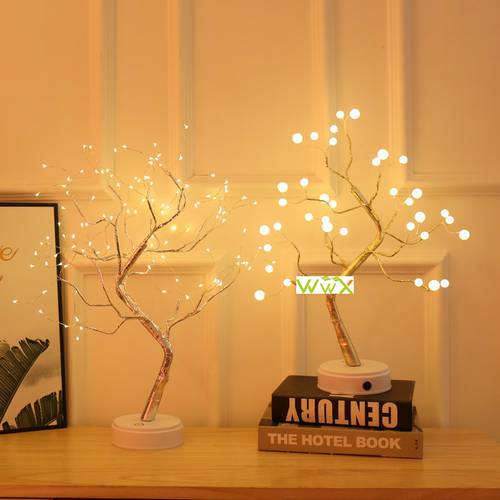 Night Light Mini Christmas Tree Copper Wire Garland Lamp