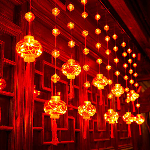 신년 새해 인테리어 조명 무드등 홍 샤오 랜턴 장식품 LED스트립 설날 새해 창문 꾸미다 색깔 램프 교수형 개