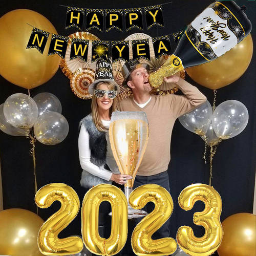 2023 Foil Balloon Happy New Year Banner Garland 2022 Merry C