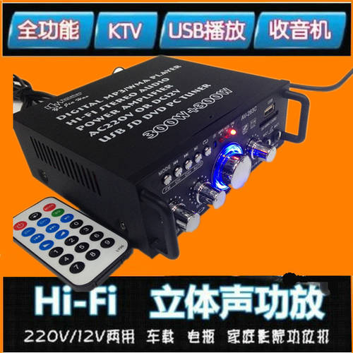미니 소형 파워 앰프 기계 스피커 전력증폭 SD카드슬롯 USB 라디오 직류 12 V 220V 블루투스전력증폭기