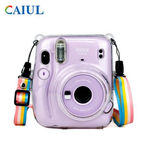 후지필름 폴라로이드 카메라 mini11 투명케이스 가죽 가방 레트로 브라운 핏 카메라 가방