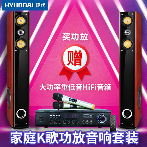 HYUNDAI/ 모던 홈시어터 K 송 앰프 스피커 패키지 독립형 증폭기 스피커 듀얼 무선 마이크