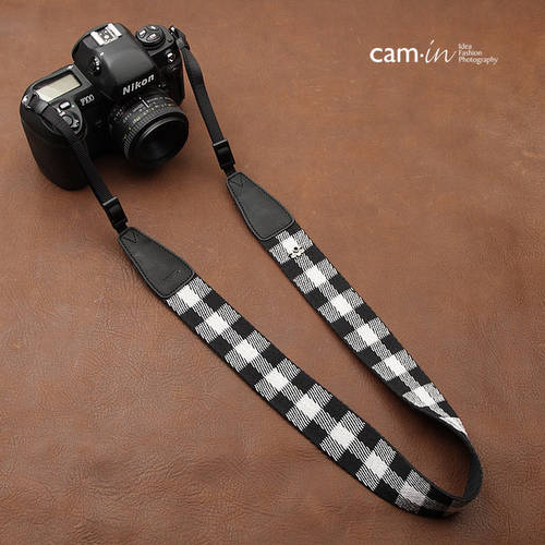 cam-in 흑백 체크 무늬 만능형 DSLR 디지털카메라 배낭스트랩 미러리스디카 촬영 넥스트렙 cam8253