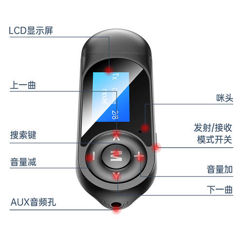 블루투스 5.0 오디오 음성 송신기 수신기 2IN1 컴퓨터 TV 프로젝터 오디오 음성 3.5mm 스피커 반지 이어폰