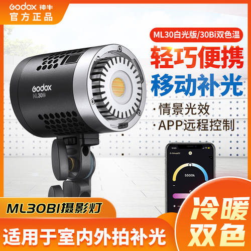 GODOX ML30W Bi LED보조등 2색 온도 조절 가능 휴대용 라이브방송 휴대용 LED 창량 밖의 촬영 조명