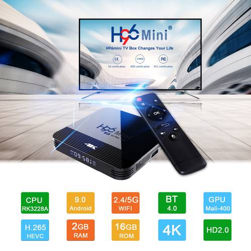 h96 mini h8 TV 박스 Android 9.0 RK3228A 듀얼 WiFi 블루투스 고선명 HD 인터넷 케이스