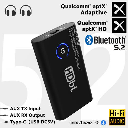 QUALCOMM QCC 칩 APTX HD LL Adaptive 블루투스 5.2 소리 주파수 적응 장치 연결 송수신 사격 2IN1