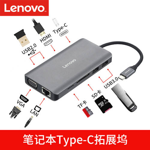 Lenovo/ 레노버 정품 Type-C 도킹스테이션 USB-C TO HDMI TO VGA 젠더 HUB 허브 USB3.0 허브 PD 고속충전 / 사과 MacBook 범용