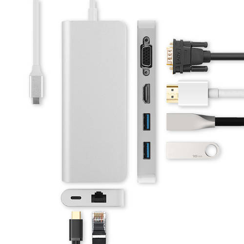 MacBook Pro 젠더 USB-C 어댑터 사과 MacBook Air 노트북 도킹스테이션 연결 네트워크 케이블 VGA 프로젝터 모니터 HDMI TV iMac 도킹스테이션