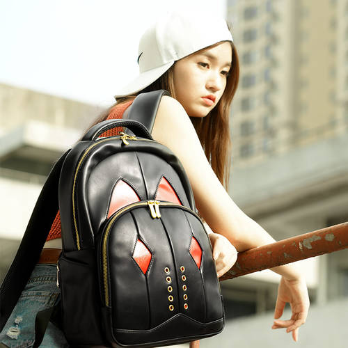 YINUO 패션 트렌드 개성있는 대용량 백팩 여성용 신상 신제품 유행 백팩 노트북 PC 가방 가죽재질 다기능 백팩