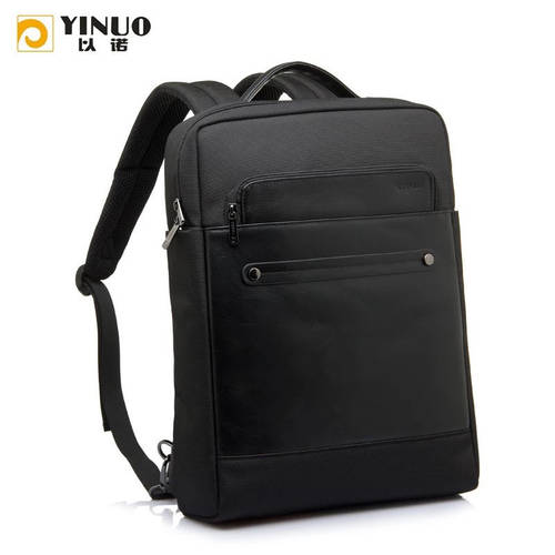 YINUO 진피가죽 컴퓨터 가방 남자 숄더백 휴대용 15.6 인치 13.3 인치 아이폰 비즈니스 백팩 노트북