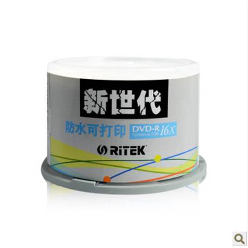RITEK RITEK CD DVD-R 16X 4.7G 뉴 제너레이션 방수 인쇄 가능 배럴 50 개 CD굽기