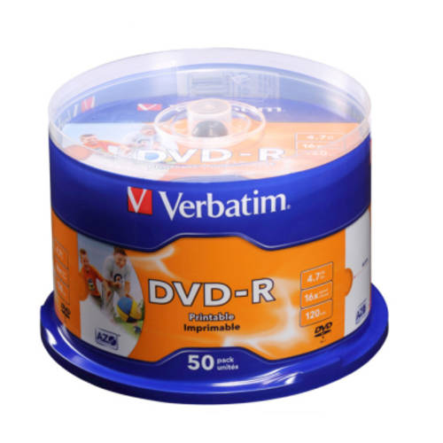 버바팀 Verbatim 대만산 인쇄 가능 DVD-R CD굽기 50 개 배럴 인쇄 가능 DVD 플레이트