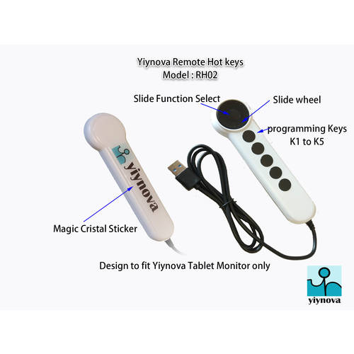 Yiynova 태블릿모니터 전용 리모콘 플라이휠 단축키 커스터마이즈 기능 휴대가능 흡착가능