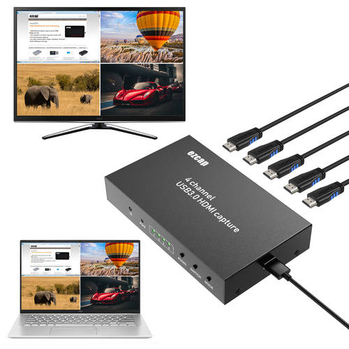 4 채널 HDMI 캡처박스 포함 디스펜서 기능 4 도로 수집 1 채널 오디오 음성 멀티채널 라이브방송 선택 고르다